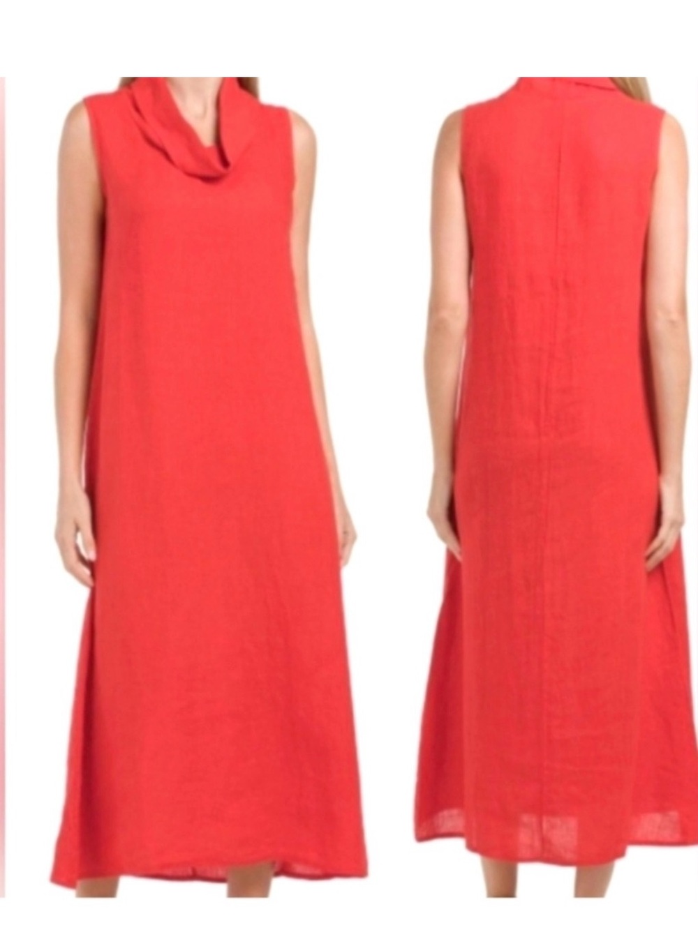 Sleeveless Coral Maxi Dress with Cowl Neck